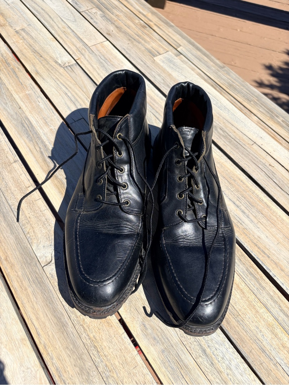Vibram Men's Black Leather Lace-Up Boots size 14